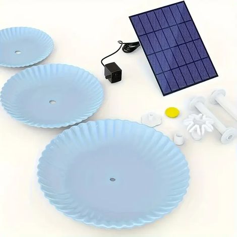 Pompe solaire (bleue) pour fontaine à eau DIY 3,5 W avec 3 niveaux, compatible avec les bains d'oiseaux et les poissons. Pompe solaire détachable. (1/5)