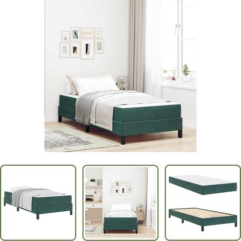 Matelas à ressorts - Lit à ressorts avec matelas Vert foncé 80 x 220 cm tissu (1/5)