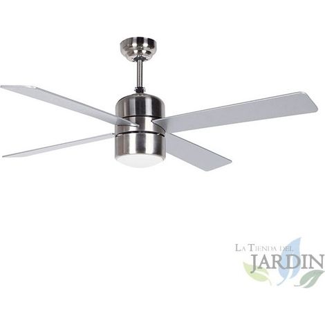 Ventilateur de plafond Orbegozo avec lumière et télécommande, 4 pales, 3 vitesses, argent, CP72120