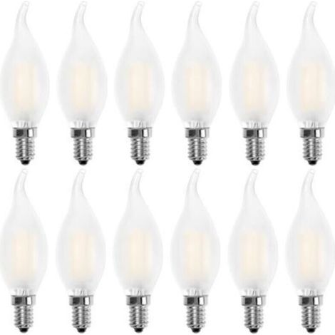 Ampoule LED E14 Flamme,Forme de Bougie,Blanc Chaud 2700K,4W Equivalence Incandescence 40W,400lm, Lot de 12 (1/4)