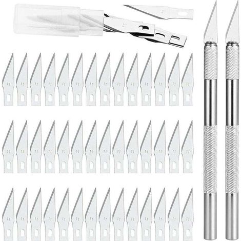 Präzisionsmesser 2 mit 42 Klingen, Präzisionsmesser für DIY-Kunstprojekte, Höhlenforschung, Bildhauerei, Hobby-Skulpturen (1/4)
