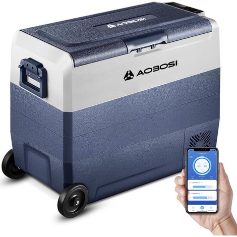 Glaciere a Compression 60l, Glaciere Electrique Double Zone APP, 12 V/24 V et 100-240 V Frigo Camping, -20 ℃ à 20 ℃, pour Voiture, Camion, Bateau, Camping, Car, Caravanes,Voyageant,Maison [Classe éner (1/5)