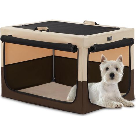 Tragbare Hundebox mit dicker Matte, faltbar, atmungsaktiv, Größe S, Khaki (1/5)