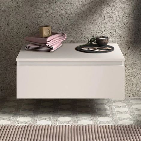 Cassettiera sospesa bagno 60 cm in legno MDF bianco opaco Sumo (1/5)