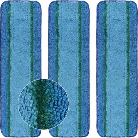 Lot de 3 tampons de nettoyage en profondeur pour Bona Family of Mops, lavables et réutilisables en microfibre pour tête de nettoyage des sols en bois dur et multi-surfaces, serpillère humide/sèche (1/5)
