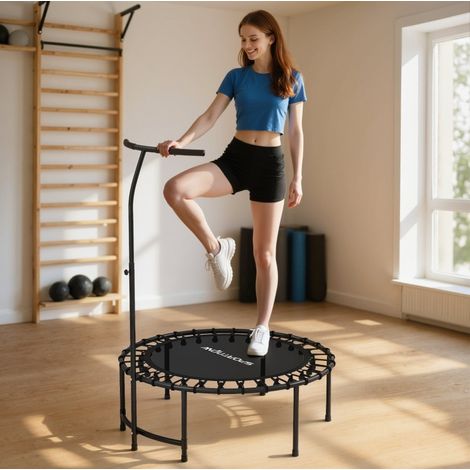 Trampoline de fitness avec poignée réglable 5 positions, Ø102 cm, noir OKMYHOME (1/5)