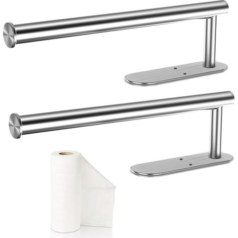 SUS304 - 2pcs porte-rouleau de cuisine, 2 en 1, porte-serviettes en papier, autocollant mural ou perforé, porte-serviettes en papier de cuisine, pour cuisine, salle de bain argent (1/5)