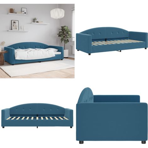 vidaXL Lit de repos sans matelas bleu 90x200 cm velours