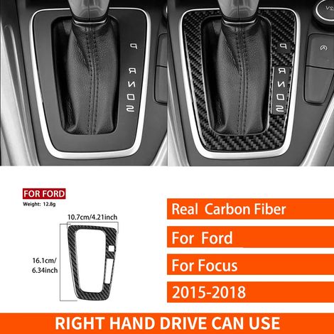 (11 RHD) Convient aux Ford Focus SE RS ST Ecoboost 2015-2018. Autocollants décoratifs en fibre de carbone véritable pour autoradio central, climatiseur et lecteur CD, panneaux de porte. (1/4)