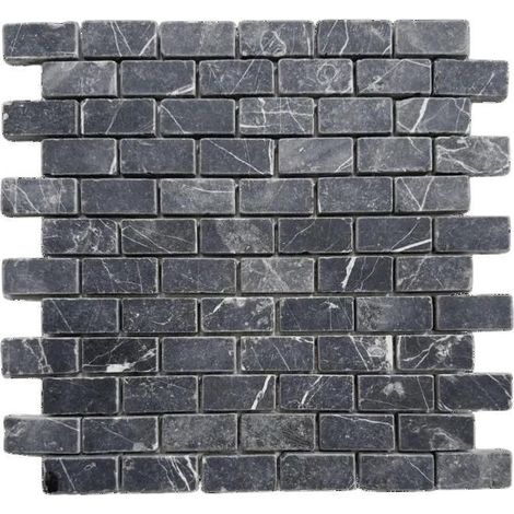 Mosaico in travertino - ALBEDO PIERRE - Design Unico - Noce & avorio - 30,5x33x1 cm - Finitura invecchiata