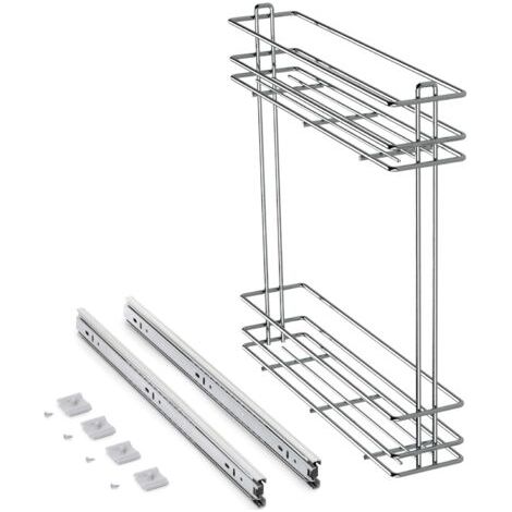 1 Porte-bouteilles extractible, Acier chromé, 2 niveaux, Glissières à billes, Pour meuble bas cuisine (1/5)