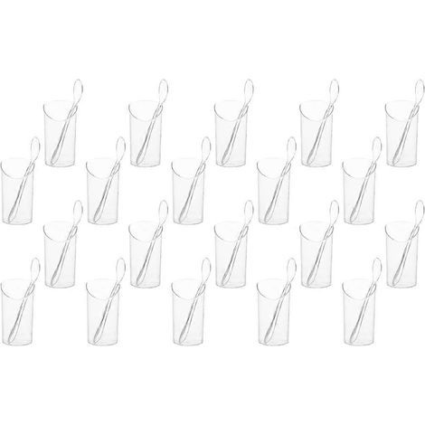 Verrines à mousse, mini verrines transparentes pour desserts, 20 pièces par paquet, avec cuillères, idéales pour les fêtes. (1/5)