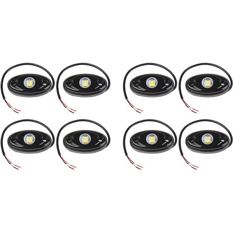 Kit de luces LED superbrillantes de 8 piezas y 9 LED, impermeables, de neón, para bajos de camiones y barcos todoterreno, color blanco.