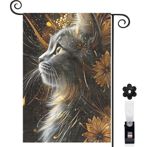 Drapeau de jardin Bienvenue en toile de jute 30 x 45 cm vertical décoration saisonnière pour jardin (1/5)