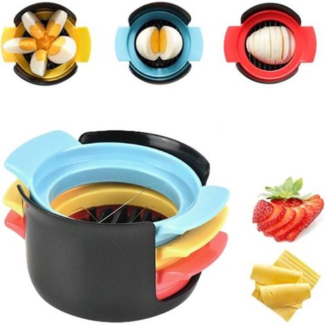 Affetta uova, affetta uova in acciaio inox, affetta fragole, affetta uova multifunzionale 3 in 1, taglio facile (1/5)