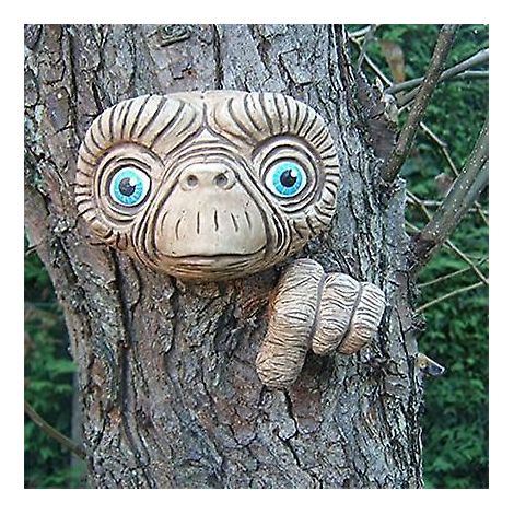 yard Art, Statue Rsine Ornement Extrieur Statue Artisanat Alien Dcoration Arbre Visage Jardin Ornements Pour Arbres Cltures Et Murs (1/5)