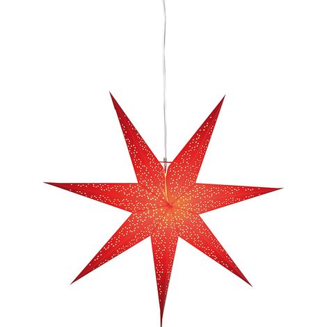 Großer Papierstern ,Dot', rot, 7-zackig, Lochmuster, Netzbetrieb, E14 Fassung, Ø 70cm (1/4)