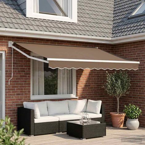 Teenpull – Ausziehbare Markise Taupe 3,5 x 2 m Polyester und Metall (1/5)