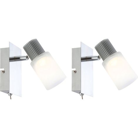 Applique murale LED liseuse chrome, avec spot mobile, optique albâtre, 5W 300lm 3200K, LxlxH 15,5x8x13 cm, lot de 2
