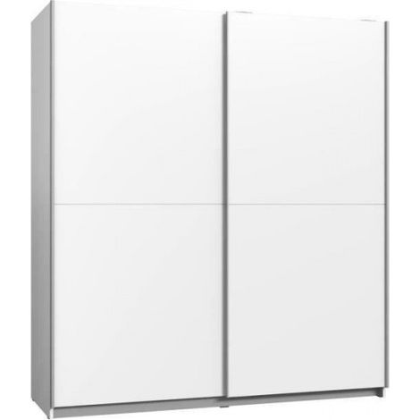 Armoire 2 portes coulissantes – Panneaux de particules blanc – Dimensions L 170,3 x P 61,2 x H 190,5 cm – Charge max 100 kg (1/4)