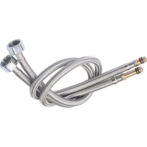 Flexible tressé inox 304 haute pression – Tuyau anti-explosion 60 cm pour chauffe-eau, lavabo, robinet avec embout 1/2 (1/4)