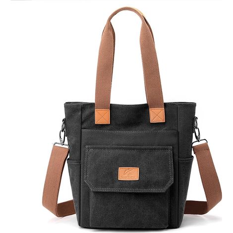 Tote bag en toile pour femme grande capacité bandoulière pour courses et quotidien gris style tendance (1/5)