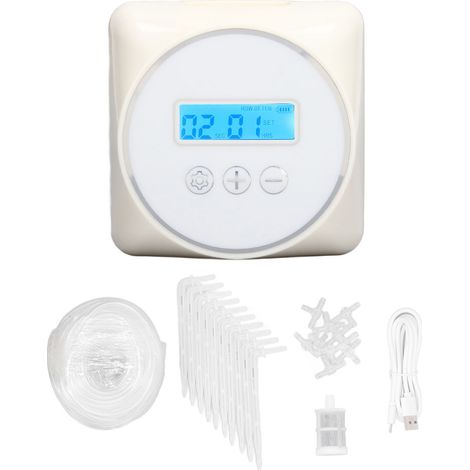 Programmeur d'arrosage automatique avec pompe, silencieux, kit goutte-à-goutte complet pour plantes en pot et balcon, autonome (1/5)