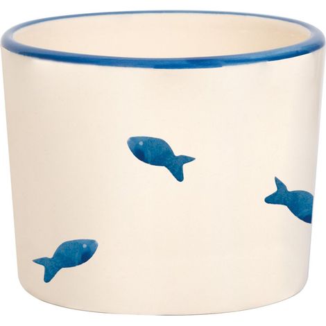 Artigianato Italiano Set 2 Bicchieri XXL Stencil Tumbler in Vetro Decorato a Mano con Motivo Pesci Azzurri - Design Marino Esclusivo Made in Italy