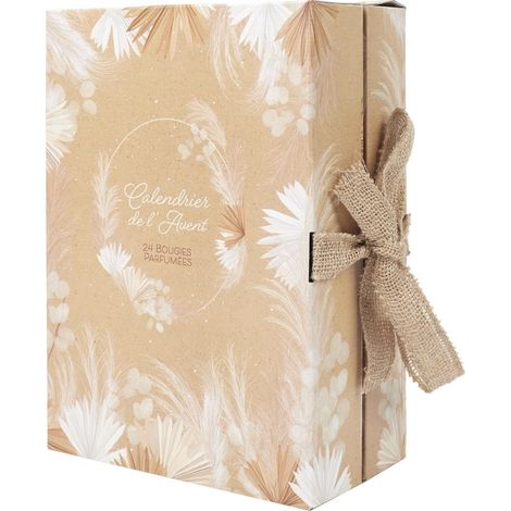 Lot de 24 Bougies - HOME DECO FACTORY - Parfumées - Calendrier de l'Avent - Blanc et Marron (1/5)