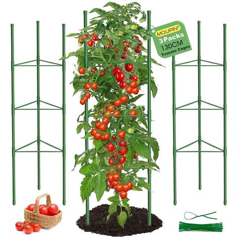 Tuteur Tomate, Cage à Tomates Support, 130cm Vertical Cage à Tomates Treillis pour Jardin, piquets de Support pour Plantes grimpantes, légumes et Fleurs (1/4)