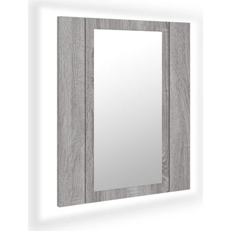 Armoire à miroir LED de salle de bain sonoma gris 40x12x45 (1/5)