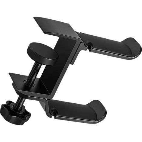 Support pour Casque Audio Noir à Double, Rangement sous Bureau Ajustable (1/5)