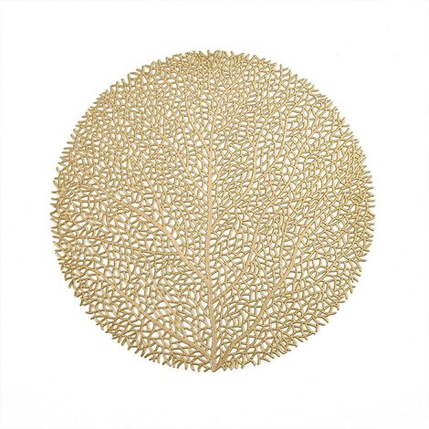 Placemat - PVC - 38 x 38 cm - Non-Slip - Heat Insulating - Double-Sided - Gold - 1 Piece (1/4)