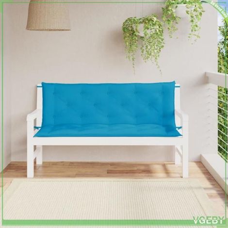 361701 Coussins de banc de jardin lot de 2 bleu clair tissu Oxford (1/5)