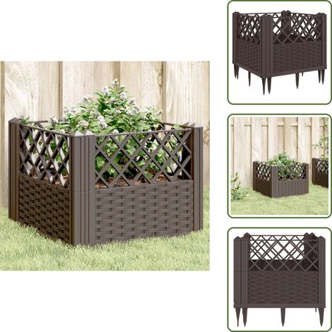 Jardinera de hierbas - vidaXL Jardinera con clavijas PP marrón 43,5x43,5x43,5 cm - Jardinera de flores