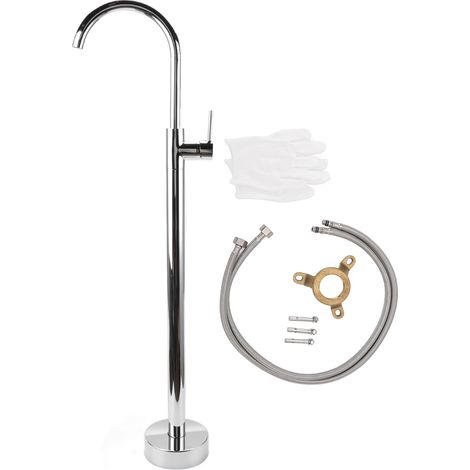 Robinet de baignoire sur pied Style européen Laiton Acier inoxydable Sans trou Support au sol Robinet pour lavabo à colonne Galvanoplastie (1/5)