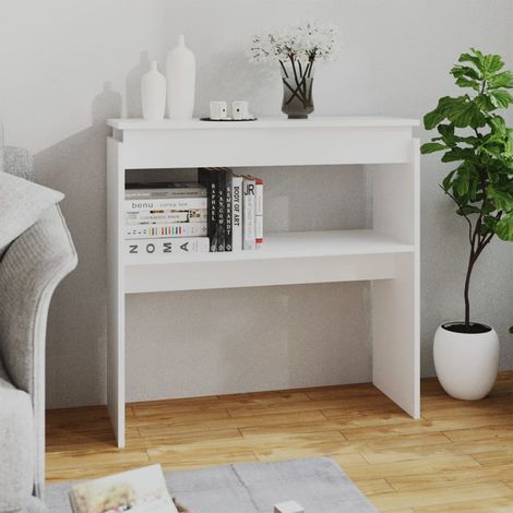 INLIFE Table console Blanc 80x30x80 cm Aggloméré (1/5)