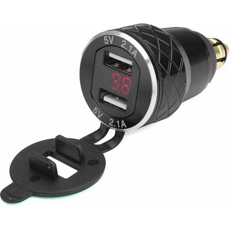 12 V-24 V 4,2 A Voltmeter, rote Motorrad-Doppel-USB-Ladebuchse für BMW-Motorräder – nur für EU-Anschlüsse in Schwarz (1/4)
