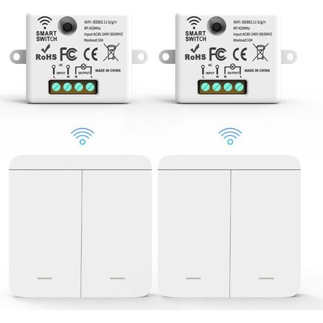 Interrupteur sans fil va-et-vient, sans câblage, 433,92 MHz, récepteur mural sans fil extensible AC85-265 V, contrôle de la lumière (1/5)