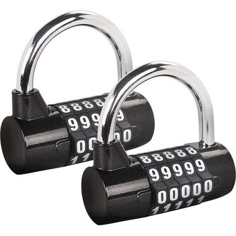 Serrure à Combinaison à 5 Chiffres, Cadenas de Gymnase, Serrure à Combinaison Remplaçable, Adaptée aux Casiers d'École, Boîtes à Outils, Clôtures, Noir (2 Pièce) (1/5)