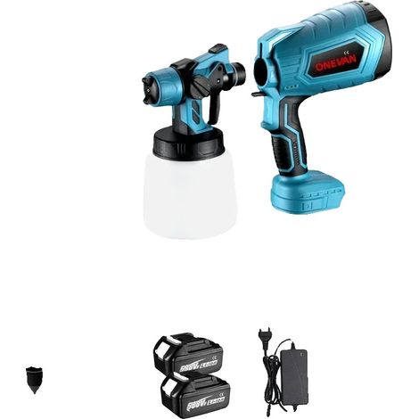 Pistolet pulvérisateur électrique sans fil, portable, revêtement en acier, 2 batteries, prise UE (1/2)