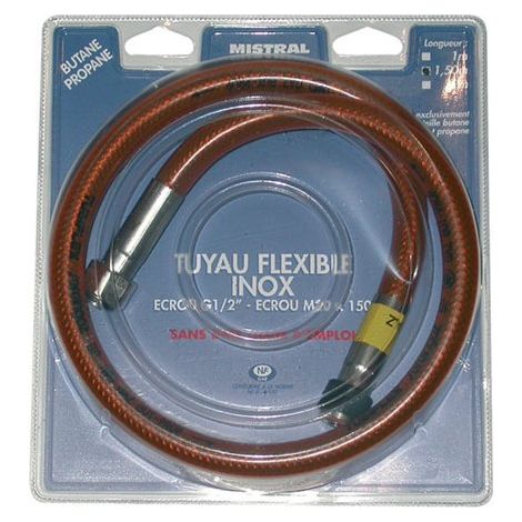 MISTRAL - Tuyau gaz butane et propane - flexible - inox - 1.5 m