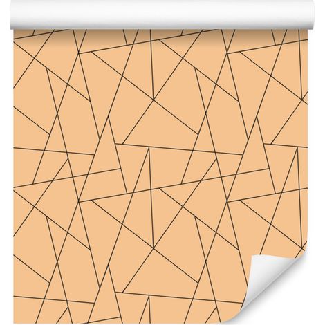 Carta da parati con motivo geometrico color crema e oro per soggiorno e camera da letto, 50x1000 cm (1/5)