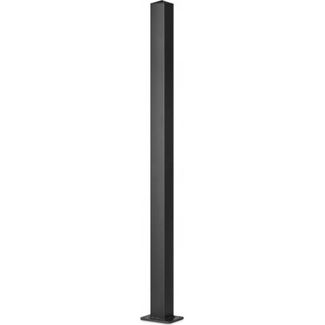 Easycloture – Poteau aluminium pour clôture sur platine – Hauteur 1.86 m – Section 100 x 100 mm – Couleur noir – Chapeau inclus