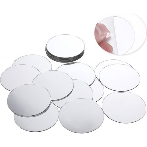 Lot de 20 miroirs adhésifs ronds en acrylique dimensions 10 x 10 cm pour murs et portes de salle de bain salon chambre et dressing (1/5)