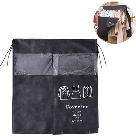 Housse de protection anti-poussière respirante 90 x 110 cm, en PEVA épais, longue et résistante à la poussière et à l'humidité. Porte-manteau transparent avec fermeture auto-agrippante.