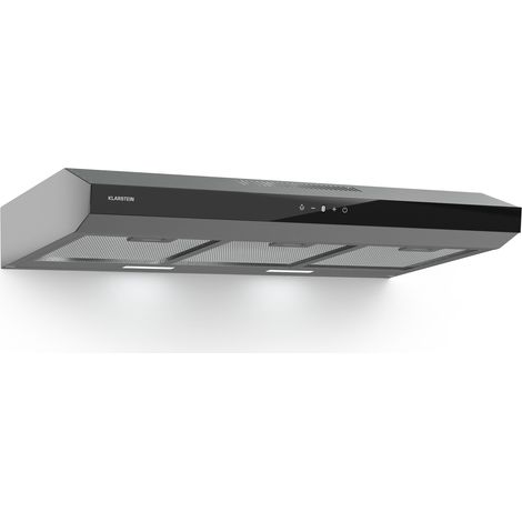 Klarstein Hotte Aspirante 90 cm Hotte Aspirante Silencieuse Hotte de Cuisine 90cm avec Lampes LED Débit d'Air Puissant de 175 m³/h Hotte avec Évacuation Filtre à Graisse en Aluminium Argent (1/5)