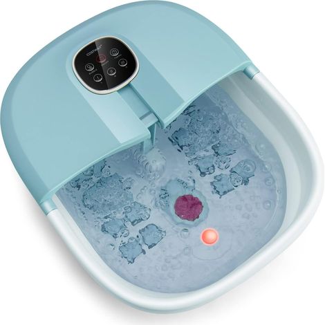 COSTWAY Masajeador Plegable para Pies con Calentamiento/Cubeta Pediluvio con Mando, Masaje con Burbujas, Masaje con Rodillo, Caja, Piedra Pómez y 3 Temperaturas Regulables (Azul) (1/5)