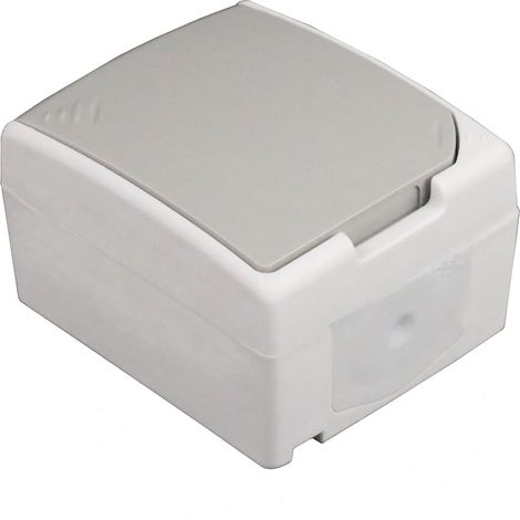Zenitech – Prise d'extérieur étanche IP55 à monter en saillie – Installation rapide par bornes automatiques – Pour chantiers humides – Gris