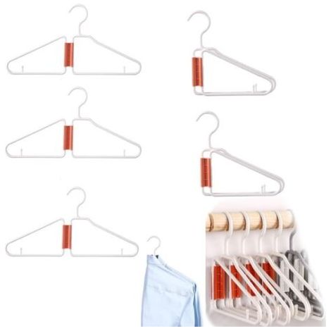 (Lot de 5) Cintres semi-pliables, cintres portables pour chemises et costumes cintres pliables, organisateur suspendu léger, cintres gain de place, cintres de voyage pliables (1/4)